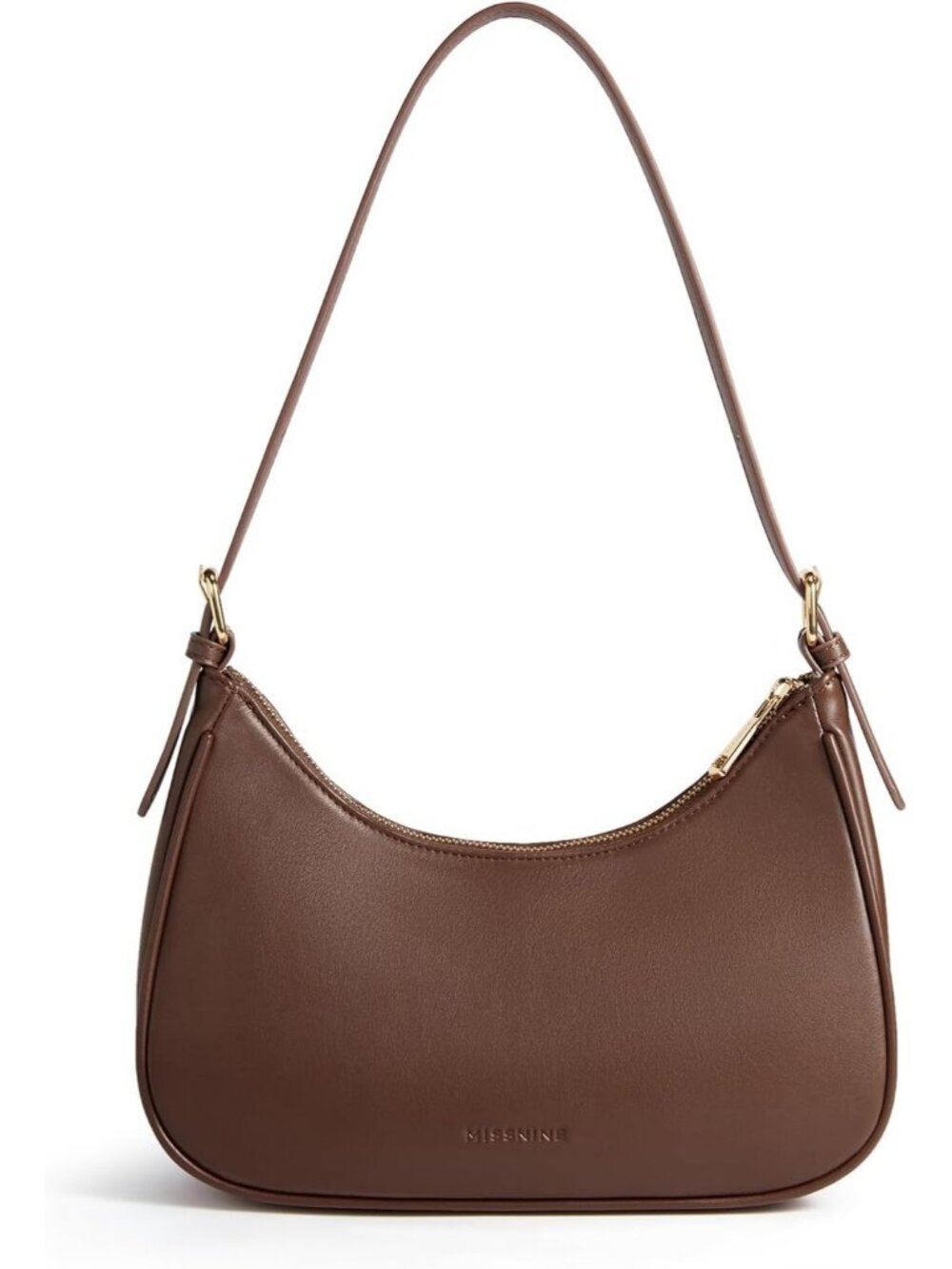 Womens Coffee Vegan Leather Small Hobo Underarm Clutch Purse Shoulder Bag